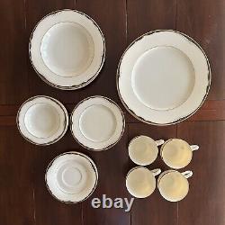 Mikasa Dinnerware Fine Ivory Ambassador Gold Black Trim Red Accent Service for 4