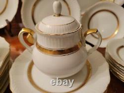 Mikasa Dinnerware Set For 8 Coronation Shape Scallop Gold Band White 69pc Plates