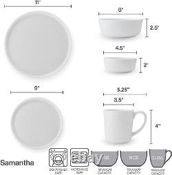 Mikasa Dinnerware Set Samantha White 40-Piece Bone China Serves 8 Chip-Resistant