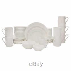 Mikasa Dinnerware Set White Vail Bone China 40-Piece Serves 8 Durable Elegant