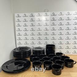 Mikasa Galleria Opus Black FK701 Calla Lily Dinnerware Set Japan Stoneware 45pc