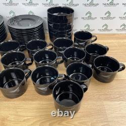 Mikasa Galleria Opus Black FK701 Calla Lily Dinnerware Set Japan Stoneware 45pc