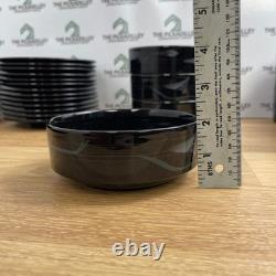 Mikasa Galleria Opus Black FK701 Calla Lily Dinnerware Set Japan Stoneware 45pc