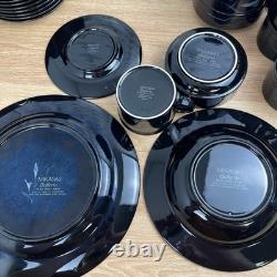 Mikasa Galleria Opus Black FK701 Calla Lily Dinnerware Set Japan Stoneware 45pc