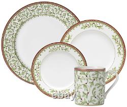 Mikasa Holiday Traditions Dinnerware Set with Mugs, 16 Piece, Green, White