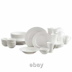 Mikasa LUCERNE White Bone China 40 piece Dinnerware Set for 8 with Rim Soup Bowl