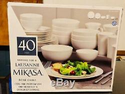 Mikasa Lausanne White 40 Piece Bone China Dinnerware Set