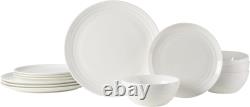 Mikasa Mirabel Vegan Bone Chip Resistant 12 Piece Dinnerware Set, White, Service