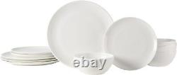 Mikasa Mirabel Vegan Bone Chip Resistant 12 Piece Dinnerware Set, White, Service