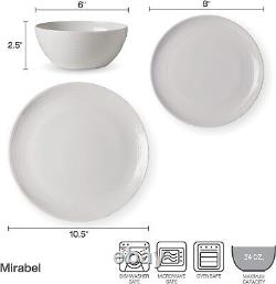 Mikasa Mirabel Vegan Bone Chip Resistant 12 Piece Dinnerware Set, White, Service