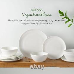 Mikasa Mirabel Vegan Bone Chip Resistant 12 Piece Dinnerware Set, White, Service