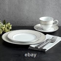 Mikasa Parchment 40 Piece Dinnerware Set Gray Border Platinum Accents