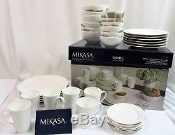 Mikasa Swirl White 36-pc Bone China Dinnerware Set, Service for 6