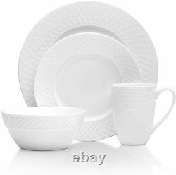 Mikasa Trellis 16 Piece Dinnerware Set, Service for 4, White