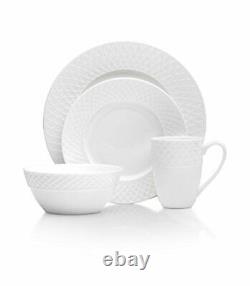 Mikasa Trellis 16 Piece Dinnerware Set, Service for 4, White