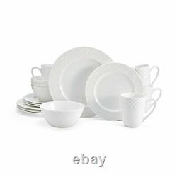 Mikasa Trellis 16 Piece Dinnerware Set, Service for 4, White