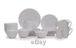 Mikasa Trellis 36 Pieces Dinnerware Set Bone China Service for 6 Chip White