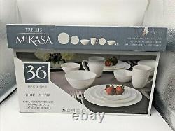 Mikasa Trellis White 36 Piece Bone China Dinnerware Set, Service for 6