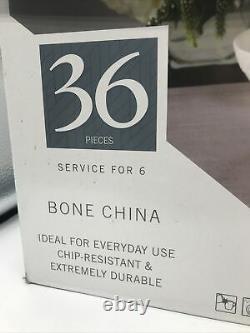 Mikasa Trellis White 36 Piece Bone China Dinnerware Set, Service for 6