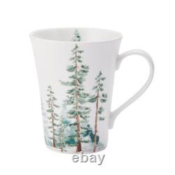 Mikasa Watercolor Forest Bone China Lightweight Chip Service for 4, White