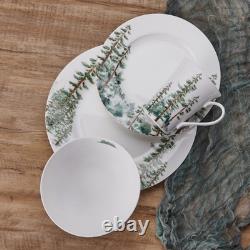 Mikasa Watercolor Forest Bone China Lightweight Chip Service for 4, White