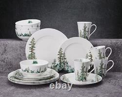 Mikasa Watercolor Forest Bone China Lightweight Chip Service for 4, White
