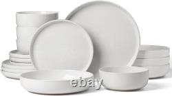 Milkyway 16-Piece Stoneware Plates and Bowls, White