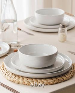 Milkyway 16-Piece Stoneware Plates and Bowls, White