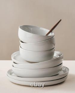 Milkyway 16-Piece Stoneware Plates and Bowls, White
