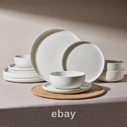 Milkyway Plates and Bowls Set, 12 Pieces Dinnerware Sets, Dishes Set for 4, W