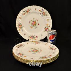 Minton 5 Dinner Plates Marlow S309 Fluted Swirl Multicolor Floral Gold 1967-1968