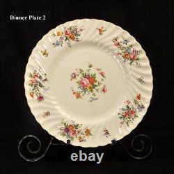 Minton 5 Dinner Plates Marlow S309 Fluted Swirl Multicolor Floral Gold 1967-1968