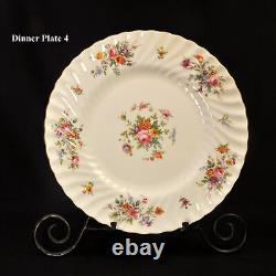 Minton 5 Dinner Plates Marlow S309 Fluted Swirl Multicolor Floral Gold 1967-1968