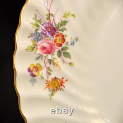 Minton 5 Dinner Plates Marlow S309 Fluted Swirl Multicolor Floral Gold 1967-1968