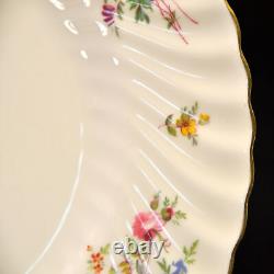 Minton 5 Dinner Plates Marlow S309 Fluted Swirl Multicolor Floral Gold 1967-1968