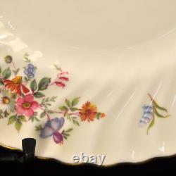 Minton 5 Dinner Plates Marlow S309 Fluted Swirl Multicolor Floral Gold 1967-1968