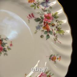 Minton 7 Salad Plates Marlow S309 Fluted Swirl Multicolor Floral Gold 1967-1968