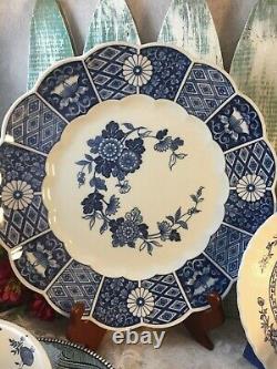 Mismatched Vintage China Transferware 6 settings Dinnerware Blue and White # 1