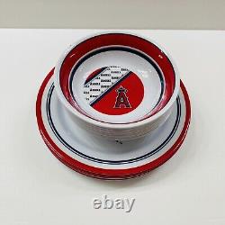 Mlb Angels Baseball 12 Pcs Melamine Outdoor Dinner Ware Set Plates & Bowls