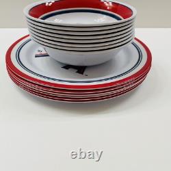 Mlb Angels Baseball 12 Pcs Melamine Outdoor Dinner Ware Set Plates & Bowls