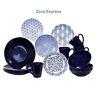 Modern Dinnerware Set 16-32 Pc Blue White Stoneware For 4-8 Plates Bowls Mugs