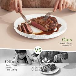 Modern Dish Set Elegant Dinner Plates Bowls Microwave Dishwasher Safe 12pc White