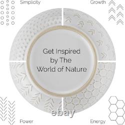 Modern Dish Set Elegant Dinner Plates Bowls Microwave Dishwasher Safe 12pc White