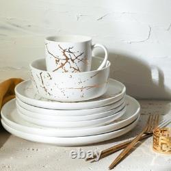Modern Splash Exquisite Fine China Dinnerware Set, 16 Piece Service for 4