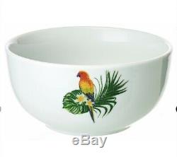 Modern Tropical 24 Piece Porcelain Dinnerware Set Parrot White Round 8 Place Hom
