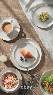 Moonlight Plates and Bowls Sets, 12 Piece Stoneware Dinnerware Set with White