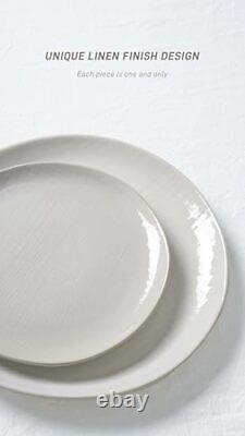 Moonlight Plates and Bowls Sets, 12 Piece Stoneware Dinnerware Set with White