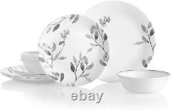 NEW 12-Piece Dinnerware Set Service for 4 Leaves USA MADE Chip Resistant SEALED