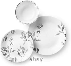 NEW 12-Piece Dinnerware Set Service for 4 Leaves USA MADE Chip Resistant SEALED