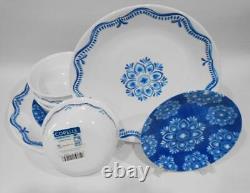 NEW 12-pc Corelle LISBON TERRACE Dinnerware Set Plates & Bowls Blue Portugal